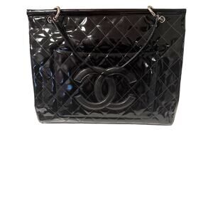 Chanel Quilted Patent Leather with interlocking CC Shopping Tote